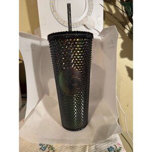 Starbucks Black Studded Iridescent Cold Cup Tumbler 24oz With Lid & Straw